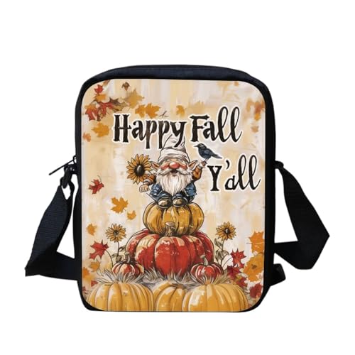 GIFTPUZZ Happy Fall Women Girl Shoulder Bag Crossbody Lightweight Messenger Bag for School Office Work Large Capacity Wallet Travel Storager Bag Thanksgiving