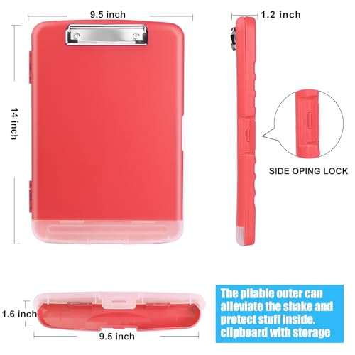 Plastic Clipboard with Storage,TFDLCG zm High Capacity Clip Boards 8.5x11,A4 Binder Nursing Clipboard Folder Heavy Duty,Storage Clipboard with Pen Holder for Women Teachers Work, School Office(Red)