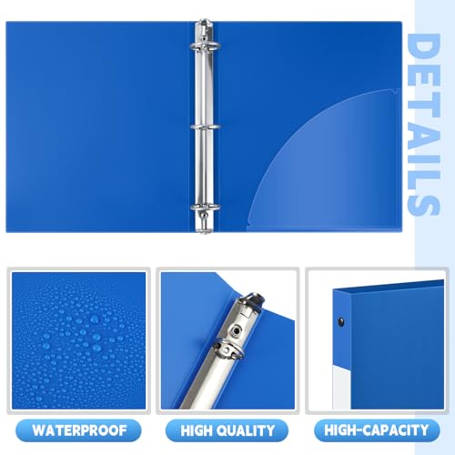 Henoyso 36 Pcs 0.5 Inch 3 Ring Plastic Binder Flexible 3 Ring Binders Hold up to 8.5" 11" Paper Loose Leaf Hardcover Binder for School Office Home Back to School Supply (Blue)