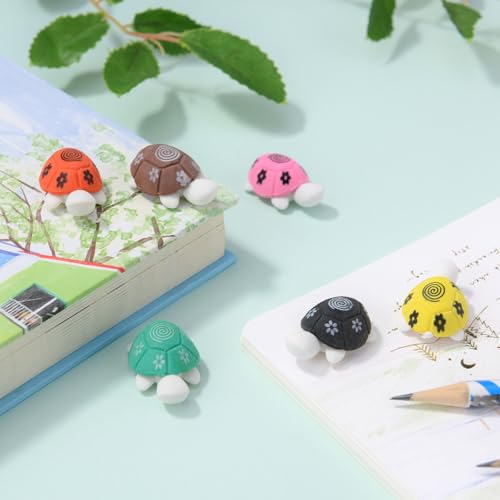KUNFOWL 48 Pack Mini Turtle Erasers for Kids, 3D Puzzle Erasers for Boys and Girls, Fun Erasers for School Supplies Prize Gifts Party Favors (Turtle)