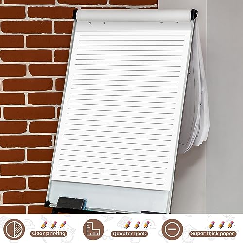Ctosree 12 Pcs Flip Chart Paper 23 x 32 Inch Lined Easel Pad Large Easel Paper for Teacher Walls Whiteboards Office Classroom Supplies, 50 Sheets Per Pad, White and Gray