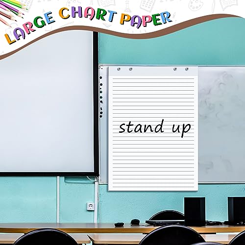Ctosree 12 Pcs Flip Chart Paper 23 x 32 Inch Lined Easel Pad Large Easel Paper for Teacher Walls Whiteboards Office Classroom Supplies, 50 Sheets Per Pad, White and Gray