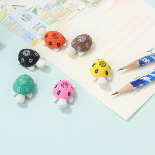 KUNFOWL 48 Pack Mini Turtle Erasers for Kids, 3D Puzzle Erasers for Boys and Girls, Fun Erasers for School Supplies Prize Gifts Party Favors (Turtle)