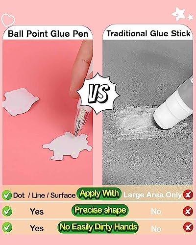 Oythiem Ball Point Glue Pen - Applying Glue Like Writing, Precise Apply and Easy Control, Quick Dry Fine Tip Glue Pen for Crafting, Scrapbooking, Card Making, Kids Craft Supplies School Supplies