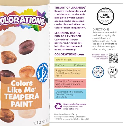 Colorations Colors Like Me Washable Tempera Paint, 8 oz. - set of 8