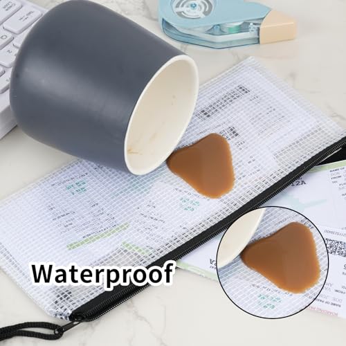 EOOUT 24pcs Plastic Mesh Zipper Pouch, 9 x 4.3in Pencil Pouches 6 Colors Waterproof Zipper Bags for Bill, Plastic Zipper Pouches for Travel School Home and Office Supplies Storage