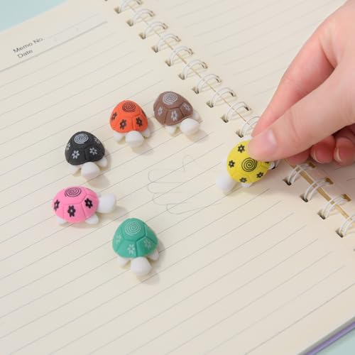 KUNFOWL 48 Pack Mini Turtle Erasers for Kids, 3D Puzzle Erasers for Boys and Girls, Fun Erasers for School Supplies Prize Gifts Party Favors (Turtle)