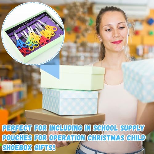 Kolldenn 96 Pieces Back to School Supply Kit Kids Scissors Bulk Binder Pencil Pouches Blunt Tip Student Scissors Pen Case With 3 Holes for Classroom Office Home Child School Operation Supplies