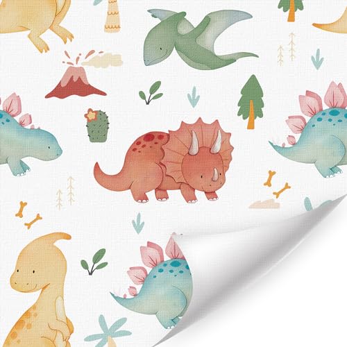 HLNIUC Dinosaur Wallpaper(18”X118”) Dino Kid Contact Paper Dinosaur Themed Peel and Stick Wall Paper Ancient Time Animal Self Stick Room Paper Dino Adhesive Removable Art Paper for Boys Kids Room