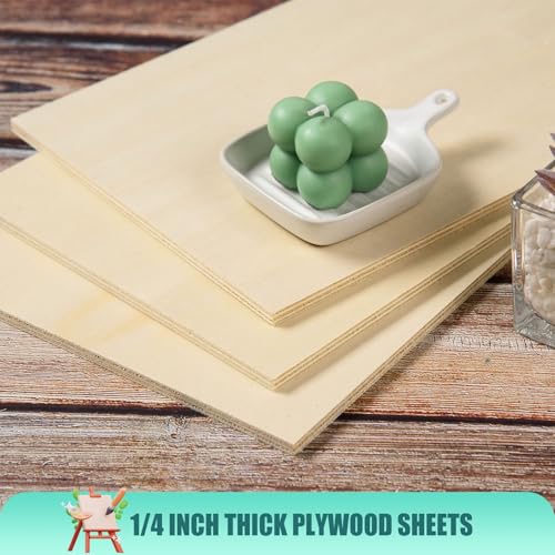 12 Pack 10.7 x 7 x 1/4 Inch-6mm Thick Basswood Sheets for Crafts Unfinished Plywood Sheets Rectangular Wood Panel Boards for DIY Laser Project, Wood Burning, Engraving, Architectural Models, Staining