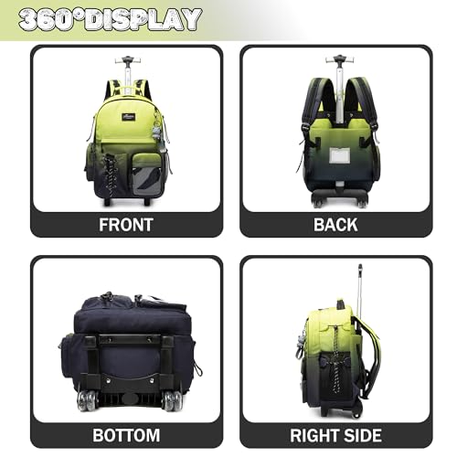 Oruiji Rolling Backpack for School Backpack with Wheels for Teens Carry On Luggage with Wheels Backpacks for Teens Girls Boys Backpack with Wheels for traveling