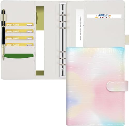 Colacoo Aesthetic Leather A5 Binder 6 Ring Binder Planner Notebook Cover for A5 Filler Paper(Inner Paper Not Included), A5 Size, Gradient Color