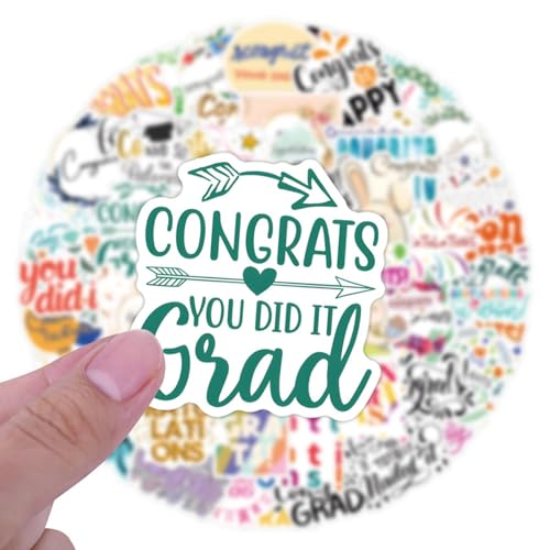 60pcs Congrats Stickers, Cute Inspirational Vinyl Stickers for Scrapbook Water Bottles Helmet Laptop Skateboard Luggage Bike Anniversary Birthday Graduations Party Favor