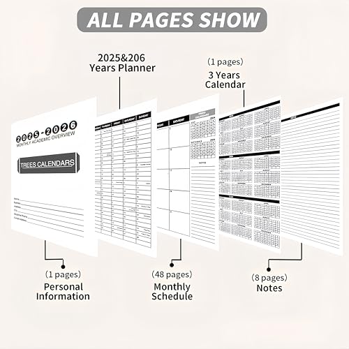 Monthly Planner 2025-2026, 2025 Calendar 24 Months Planner, January 2025 - December 2026, 8.5" x 11", Academic Planner Hard PVC Cover with Spiral Bound, Perfect for School & Office for Women & Men