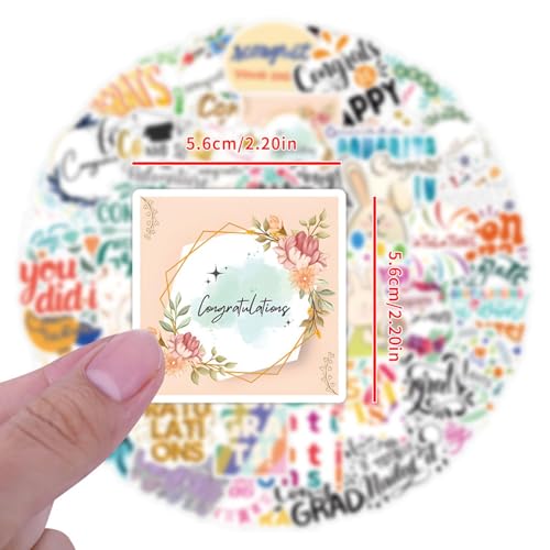 60pcs Congrats Stickers, Cute Inspirational Vinyl Stickers for Scrapbook Water Bottles Helmet Laptop Skateboard Luggage Bike Anniversary Birthday Graduations Party Favor