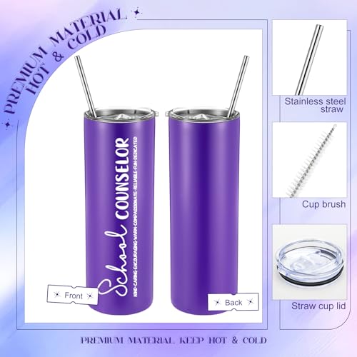 Dispowreath 11 Pcs Boss Lady Teacher School Counselor Appreciation Day Gift Sets Thank You Gifts for Women Female Include 20 oz Tumblers Motivational Journal with 9 Ballpoint Pens (Purple,Counselor)