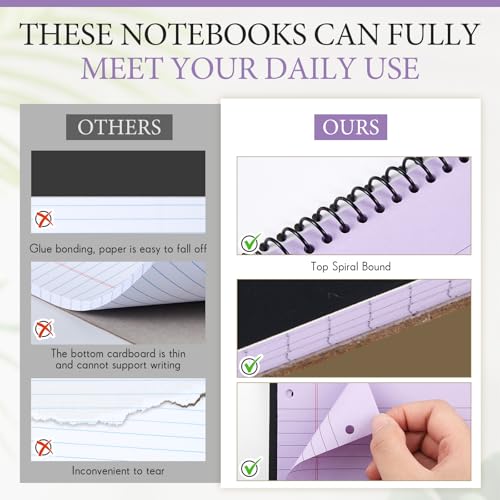 MotiMind 10 Pcs Legal Pads 3 Hole Punched Top Bound Spiral Notebook Tear Line for Easy Removal 8.5 x 11 in Hard Cardboard Paper College Ruled Notepad Spiral Note Pad for Office School (Multicolor)