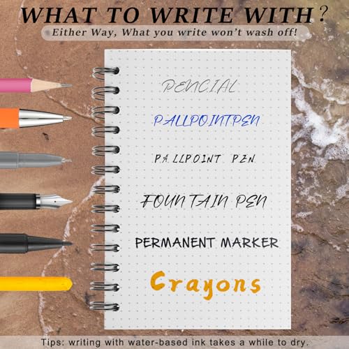 Sayglossy Waterproof Side Spiral Notebook 5 x 7 Inch 150 Sheets All Weather Notepad Hardcover Notebook Spiral Weatherproof Notepad College Dot Paper for Aesthetic School Outdoor Recording (3 Pcs)