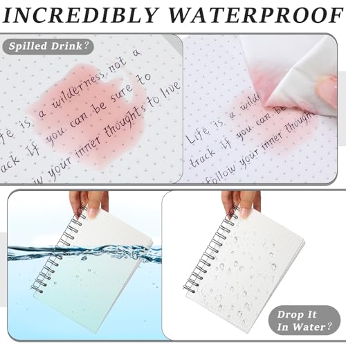 Sayglossy Waterproof Side Spiral Notebook 5 x 7 Inch 150 Sheets All Weather Notepad Hardcover Notebook Spiral Weatherproof Notepad College Dot Paper for Aesthetic School Outdoor Recording (3 Pcs)