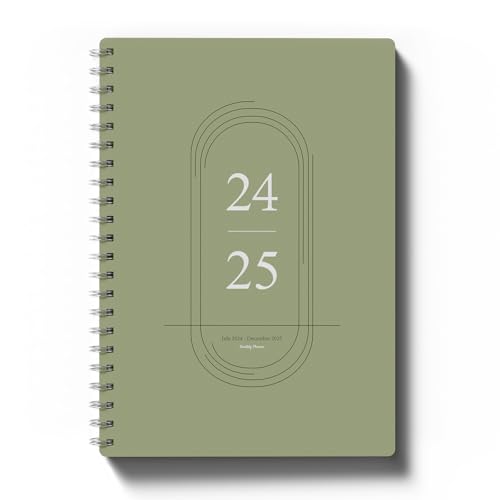 Monthly Planner July 2024 - Dec 2025, B5 (7" x 9"), Includes Monthly Calendar and Weekly Calendar, Simple Calendar Planner Notebook Soft PVC Cover, Suitable for Schools & Offices, Green