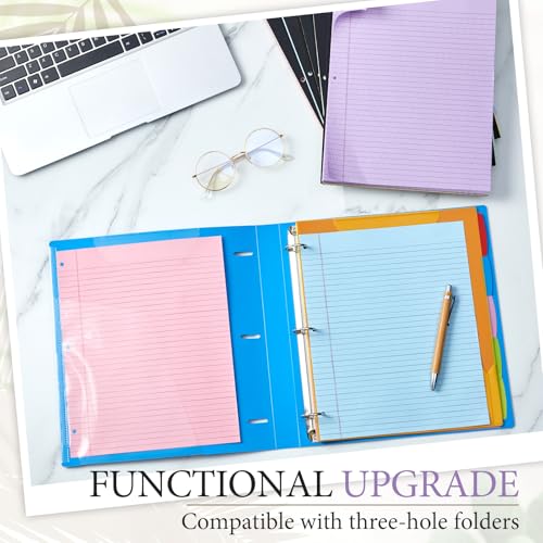 MotiMind 10 Pcs Legal Pads 3 Hole Punched Top Bound Spiral Notebook Tear Line for Easy Removal 8.5 x 11 in Hard Cardboard Paper College Ruled Notepad Spiral Note Pad for Office School (Multicolor)