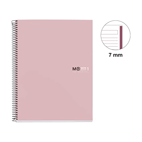 Miquelrius - Notebook A4 The Original Colors, 80 Sheets of 90 g/m² and 1 Colour Strip, Horizontal Ruled 7 mm, 4 Drills, Hardcover Laminated Cardboard, Sand Colour