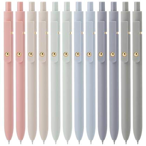 Ddaowanx Gel Pens,0.5mm Quick Dry Black Ink Pens Fine Point Smooth Writing Pens, Cute Office School Supplies Gifts for Women (24 Pcs Morandi-Black Ink)