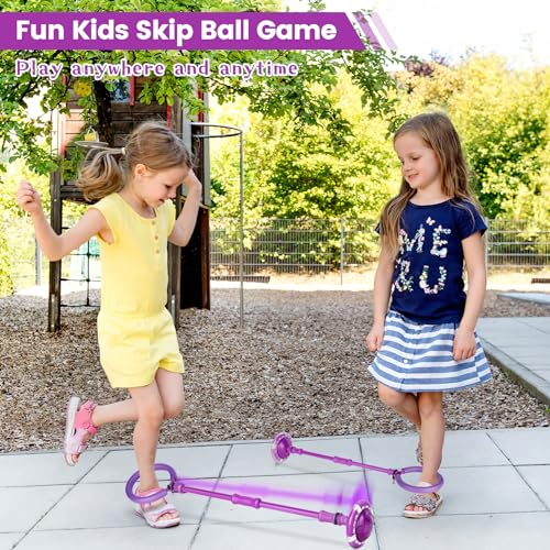 Astrell Skip Ball Skip It for Kids - Foldable Colorful Flash Wheel Skip Ball, Indoor Outdoor Game Fitness Toys for Kids, Cool Kids Toys Christmas Birthday Gifts for Girls Boys Age 6 7 8 9 10+ Year Old
