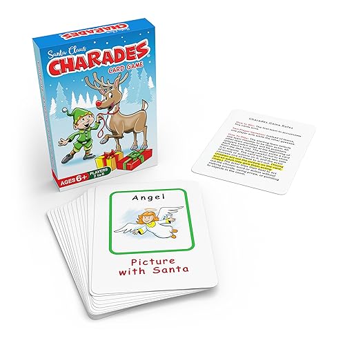 Santa Claus Charades, a Fun Christmas Game for Kids, Families or Class Party – No Reading is Required to Play – a Great Family Stocking Stuffer idea or Boy Girl Gift – No Timer Needed – Ages 6 and Up