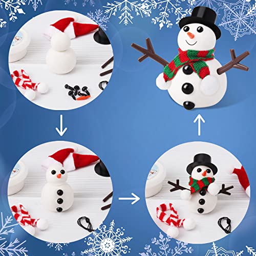 BANBBUR 9 Pack Build a Snowman Kit Snowman Crafts for Kids,Modeling Clay Snowman DIY Kit, Christmas Stocking Stuffers for Kids,Christmas Crafts Xmas Gift
