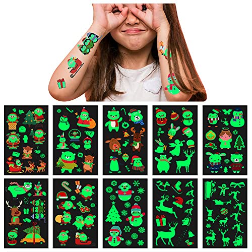 Luminous Christmas Glow-in-the-Dark Tattoos for Kids