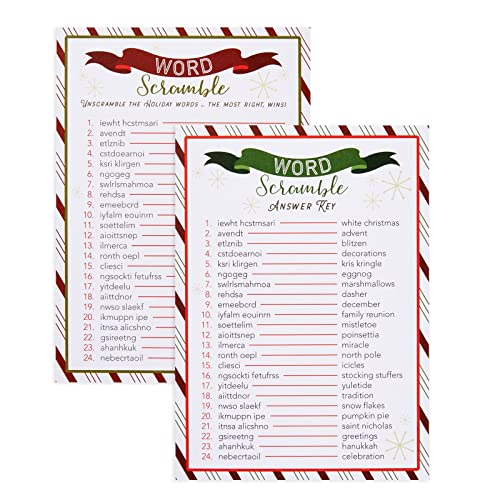 Christmas Word Scramble Game - 50 Sheets Fun