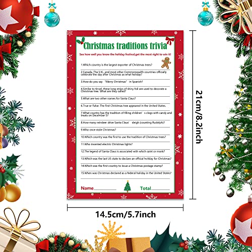Christmas Trivia Party Game Cards - 62 Pieces