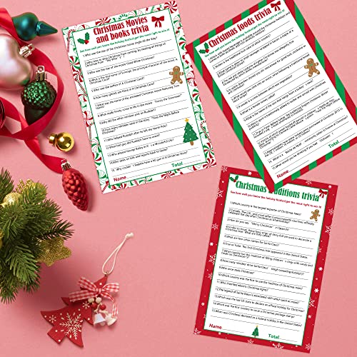 Christmas Trivia Party Game Cards - 62 Pieces