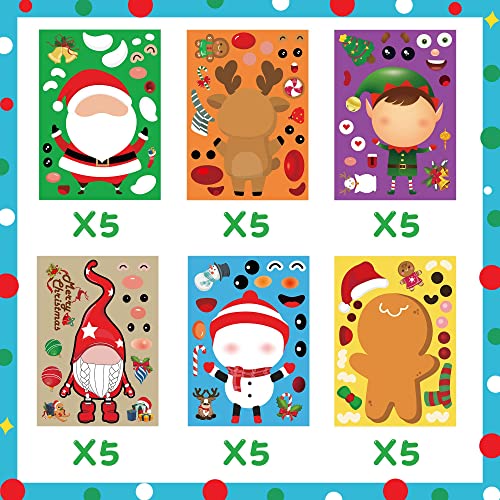 Funnlot Christmas Sticker Set for Kids - 30PCS