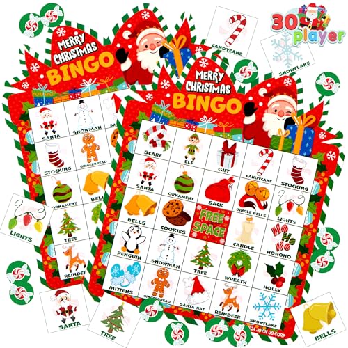 30 Christmas Bingo Cards for Family Fun