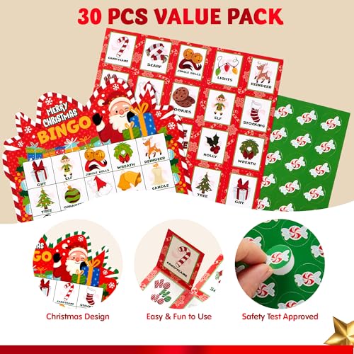 30 Christmas Bingo Cards for Family Fun