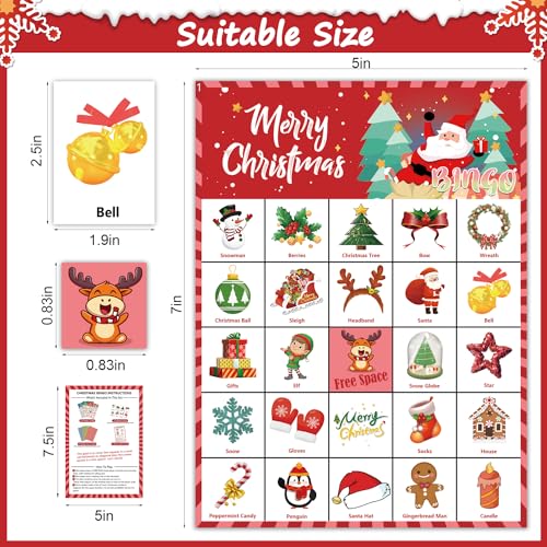 VESPRO 46PCS Christmas Bingo Game Cards for 30 Players Christmas Party Games for Kids Party Classroom Activities