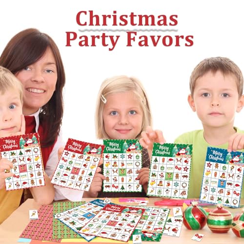 VESPRO 46PCS Christmas Bingo Game Cards for 30 Players Christmas Party Games for Kids Party Classroom Activities