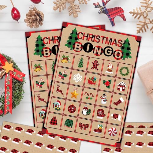 Joy Bang Christmas Crafts for Kids, Christmas Bingo Cards Games, Winter Holiday Activities for Family Large Group Classroom, Xmas Party Supplies Favors Gifts for Children