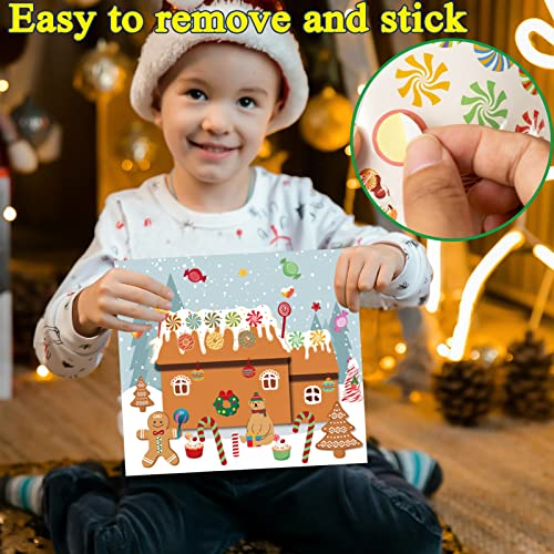 Make a Gingerbread House Stickers-30Pcs DIY Make Your Own Gingerbread House Stickers Christmas Crafts for Kids Toddlers Christmas Activities Party Game Treats Goodie Bag -15 Finished Products