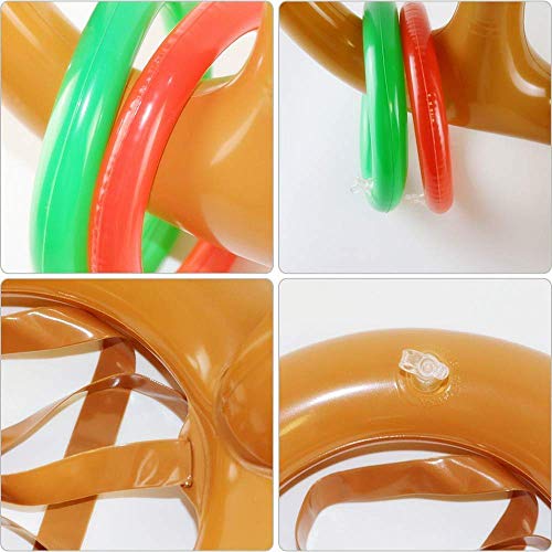 LEDeng 2PCS Christmas Party Toss Game Inflatable Reindeer Antler Hat with Rings for Kids Adults Family Xmas Fun Games(1 Pump，8 Rings, 2 Antlers)