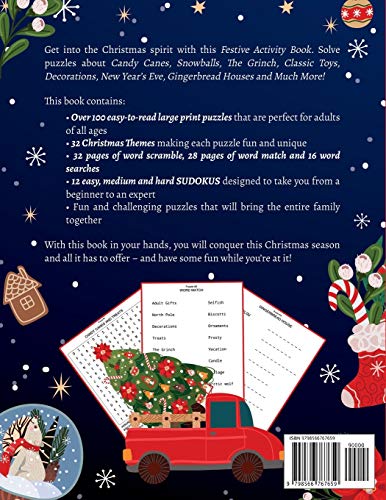 Santa's Christmas Activity Book: 100+ Puzzles for Adults