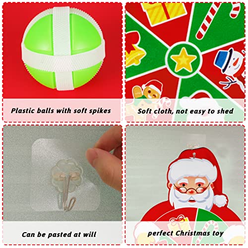 Christmas Games for Kids Xmas Trees and Santa Claus Dart Board with Sticky Balls Christmas Party Toys Indoor/Outdoor Sport Fun Party Games 2 Dart Board / 6 Balls/2 Hooks
