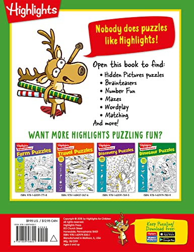 Christmas Puzzles: 100+ Puzzles! Hidden Pictures Puzzles, Brainteasers, Mazes, Wordplay, Matching, and More! (Highlights Puzzlemania Activity Books)