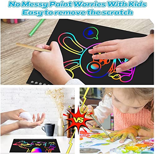 Smasiagon Scratch Paper Art Set for Kids: 2 Pack Scratch Off Art Notebook Crafts Halloween Gifts for Kids Ages 3-12 Girls Boys Birthday Christmas Party Favor Games DIY Activity