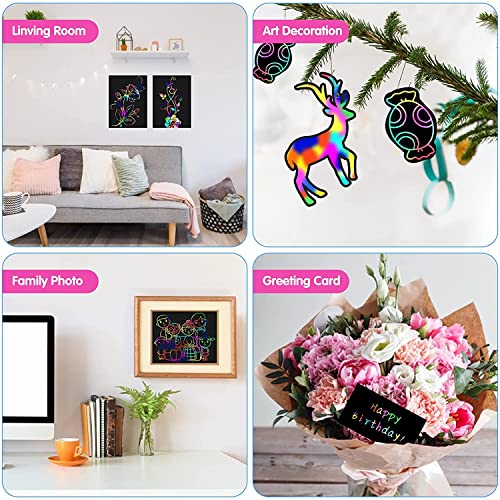 Smasiagon Scratch Paper Art Set for Kids: 2 Pack Scratch Off Art Notebook Crafts Halloween Gifts for Kids Ages 3-12 Girls Boys Birthday Christmas Party Favor Games DIY Activity