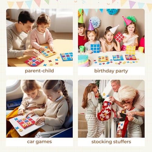 JoyCat Tic Tac Toe Mini Board Game Toy for Kids and Family,Birthday Party Favors,Goody Bag,Fun Indoor Game Night Activity,Gifts for Students,Easy to Store(Bulk Pack of 12)