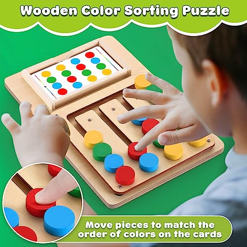 V-Opitos Color Matching Puzzle Toys, Montessori Brain Teasers Game for Kids Age 3, 4, 5, 6, 7 Years Old, Road Trip Toys for Boys & Girls, Handheld Games for Travel, Ideal Christmas, Birthday Gifts