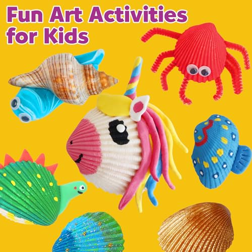 pigipigi Sea Shell Painting Kit for Kids: Art Craft Toy Gift for Toddler Boy Girl Ages 4 5 6 7 8 9 10 11 12 Year Old - Creative DIY Art Supplies for Birthday Christmas Easter Party Game Activities